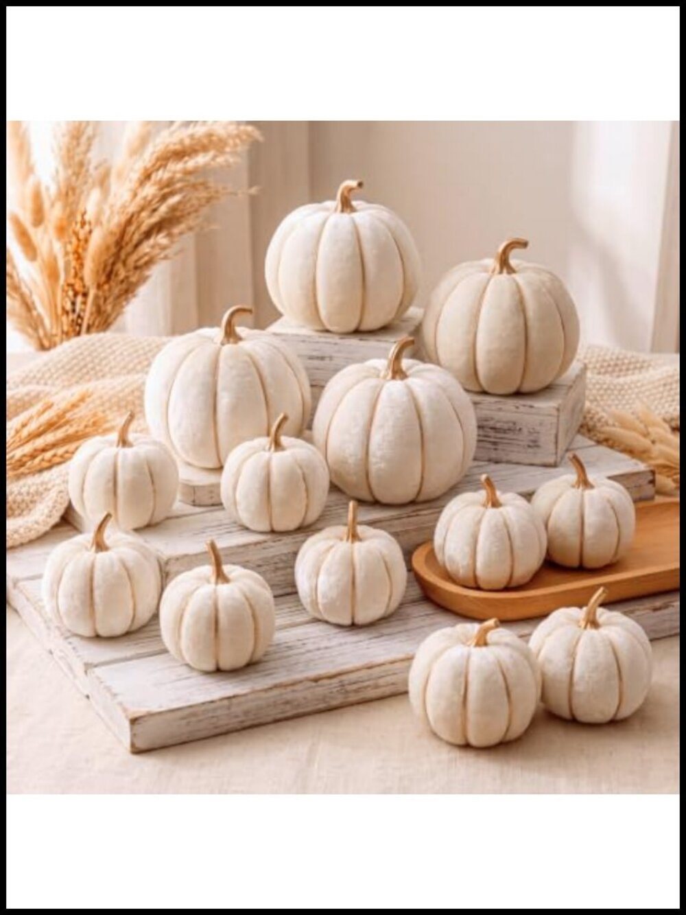 12 Pc Artificial Velvet Pumpkins Fall Thanksgiving Decor Set
